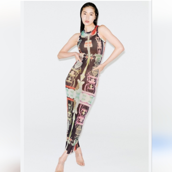 2. NWT SKIMS SUMMER MESH HIGH NECK LONG DRESS IN ORCHID CABINET - Picture 2 of 8